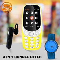 3 in 1 bundle offer,H-Mobile 3310,Spark Wireless Bluetooth,Yazole 311 Fashion Business Blue Light Watch,